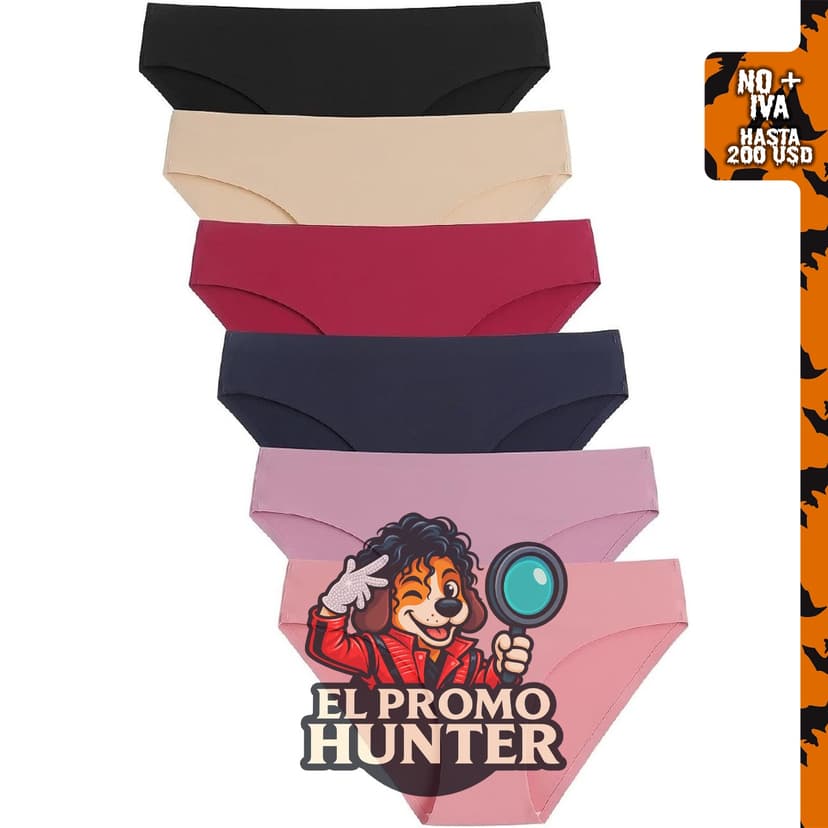Caterlove Ropa interior sin costuras para mujer tipo bikini, paquete de 6 unidades.