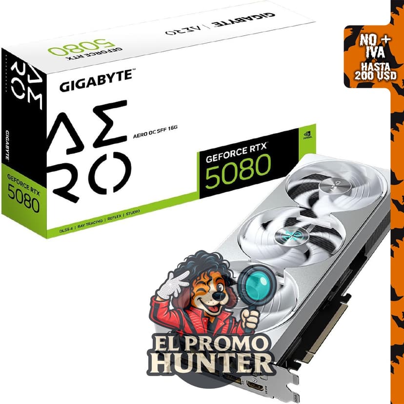 GIGABYTE GeForce RTX 5080 AERO OC SFF 16G, tarjeta gráfica con refrigeración WINDFORCE y 16 GB GDDR7.