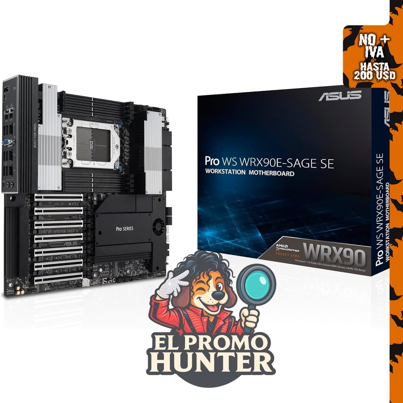 Placa base ASUS Pro WS WRX90E-SAGE SE EEB, compatible con AMD Ryzen™ Threadripper™ PRO 7000 WX-Series.