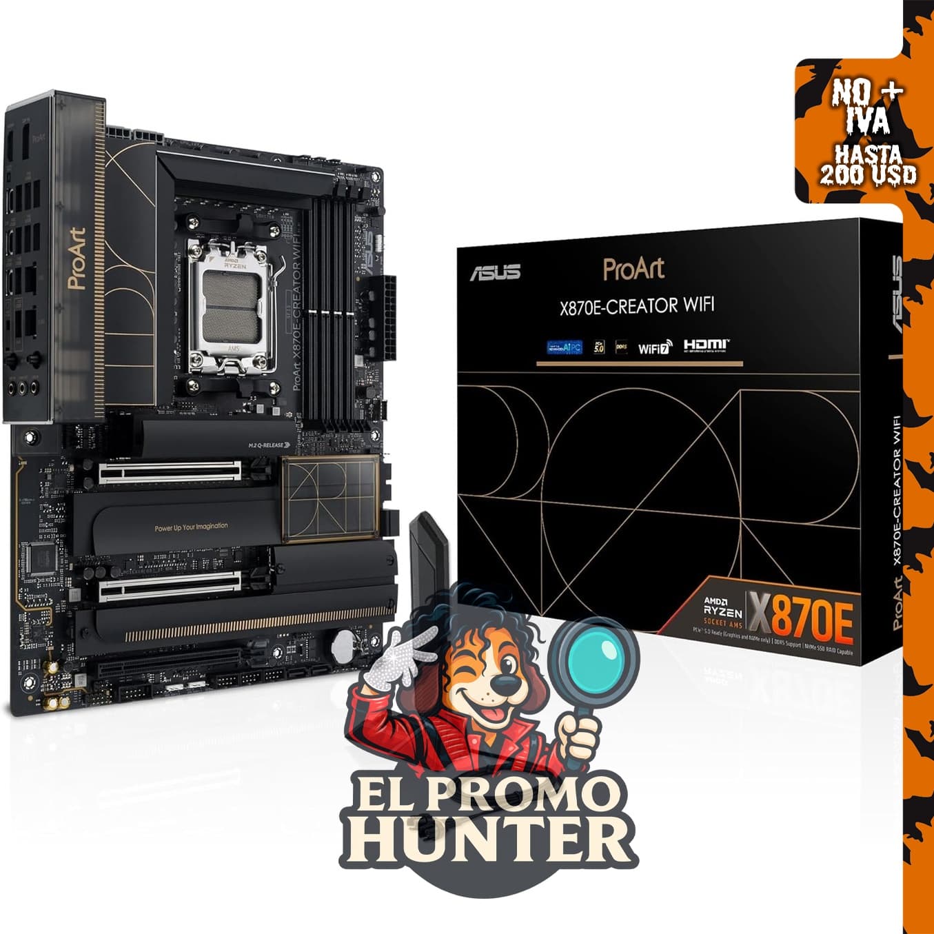 ASUS ProArt X870E-CREATOR WiFi AMD AM5 X870E ATX, placa base con soporte para PCIe 5.0 y DDR5.