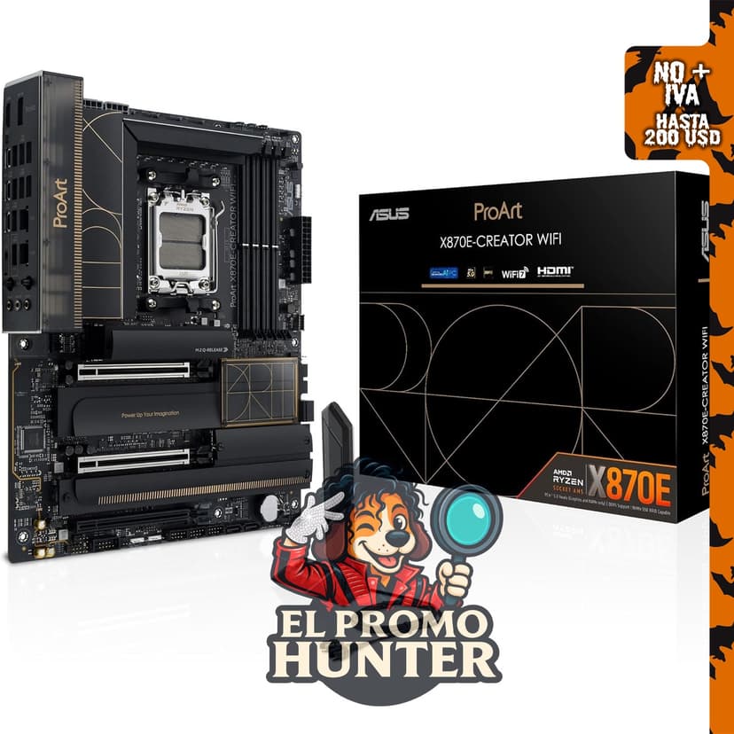 ASUS ProArt X870E-CREATOR WiFi AMD AM5 X870E ATX, placa base con soporte para PCIe 5.0 y DDR5.