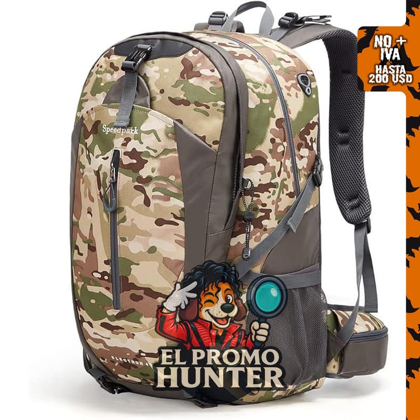 SPEEDPARK Mochila de Senderismo 40L impermeable con cubierta para lluvia, adecuada para actividades al aire libre.