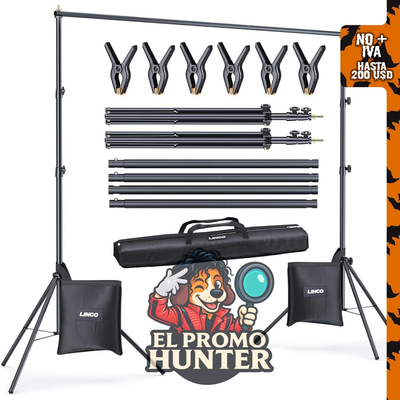 Linco Lincostore Backdrop Stand Kit 10x7ft para fotografía.