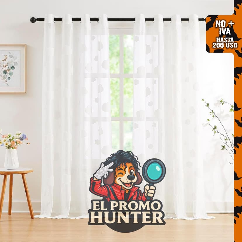 Cortinas de encaje blancas semitransparentes con patrón de nubes para decoración del hogar.