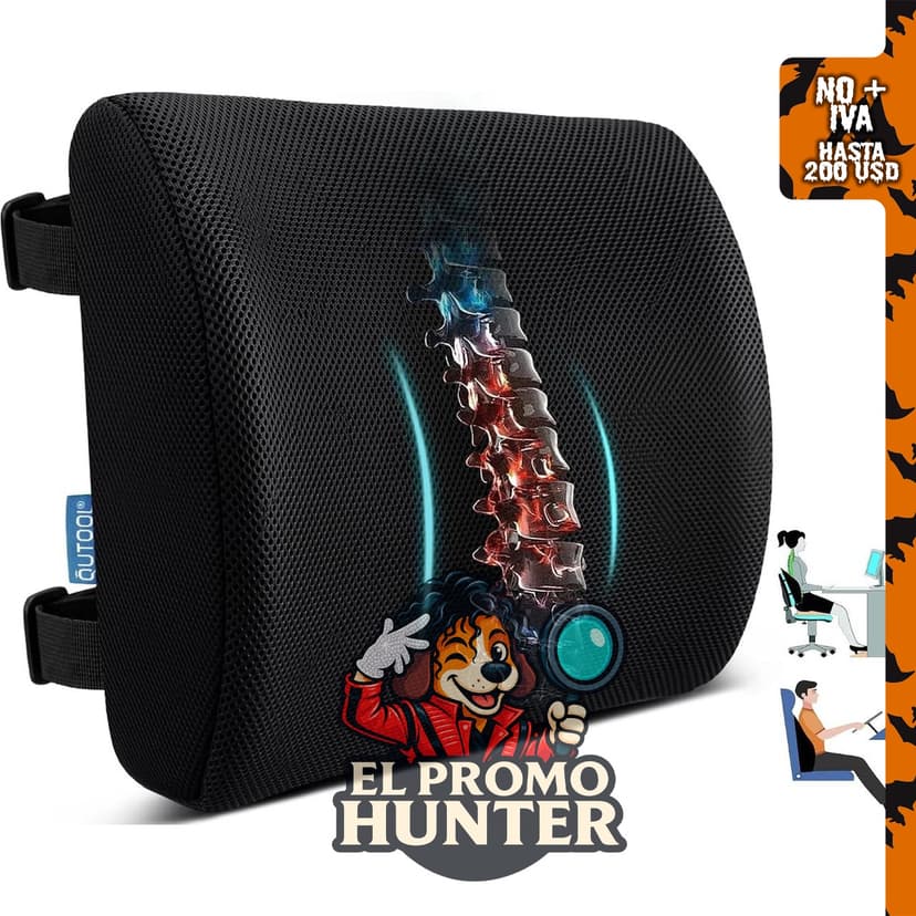 Almohada de apoyo lumbar para silla de oficina, soporte para la espalda en automóvil.