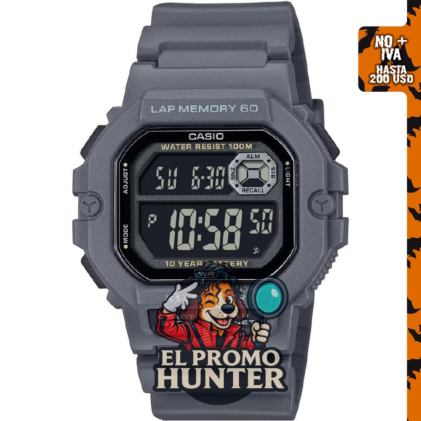 Reloj Casio WS-1400H Series con memoria de lapso de 60.