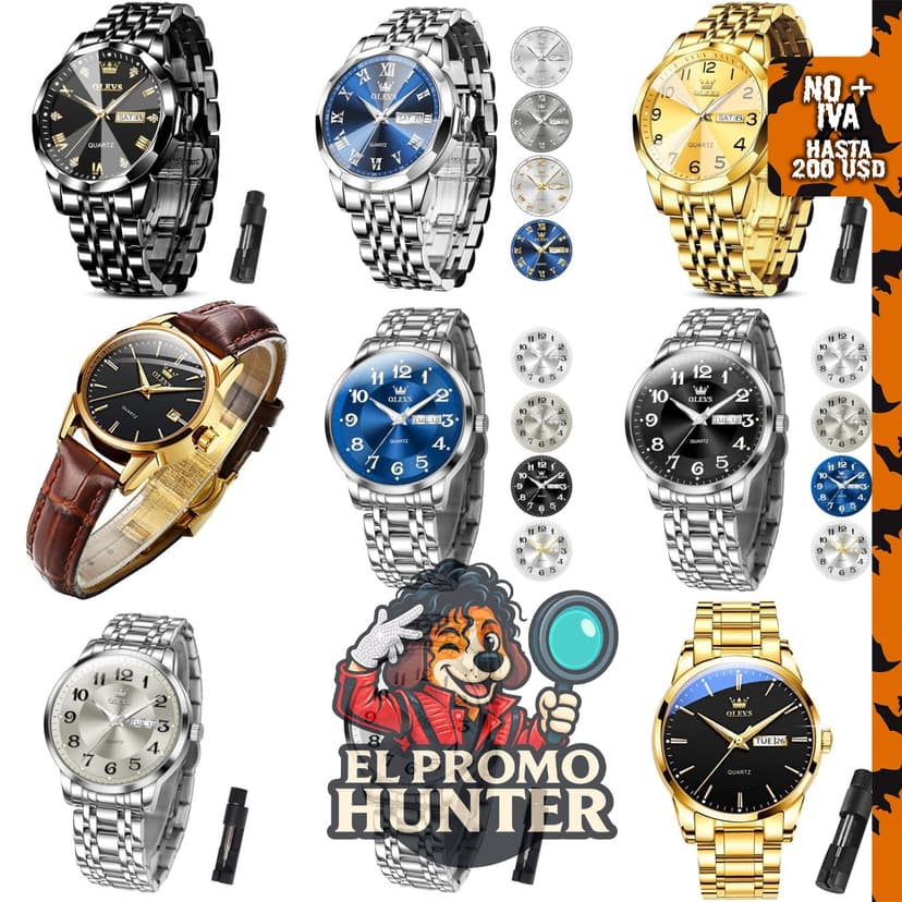 Reloj OLEVS para hombres, resistente al agua, disponible en varios colores (plata, oro, azul, negro).