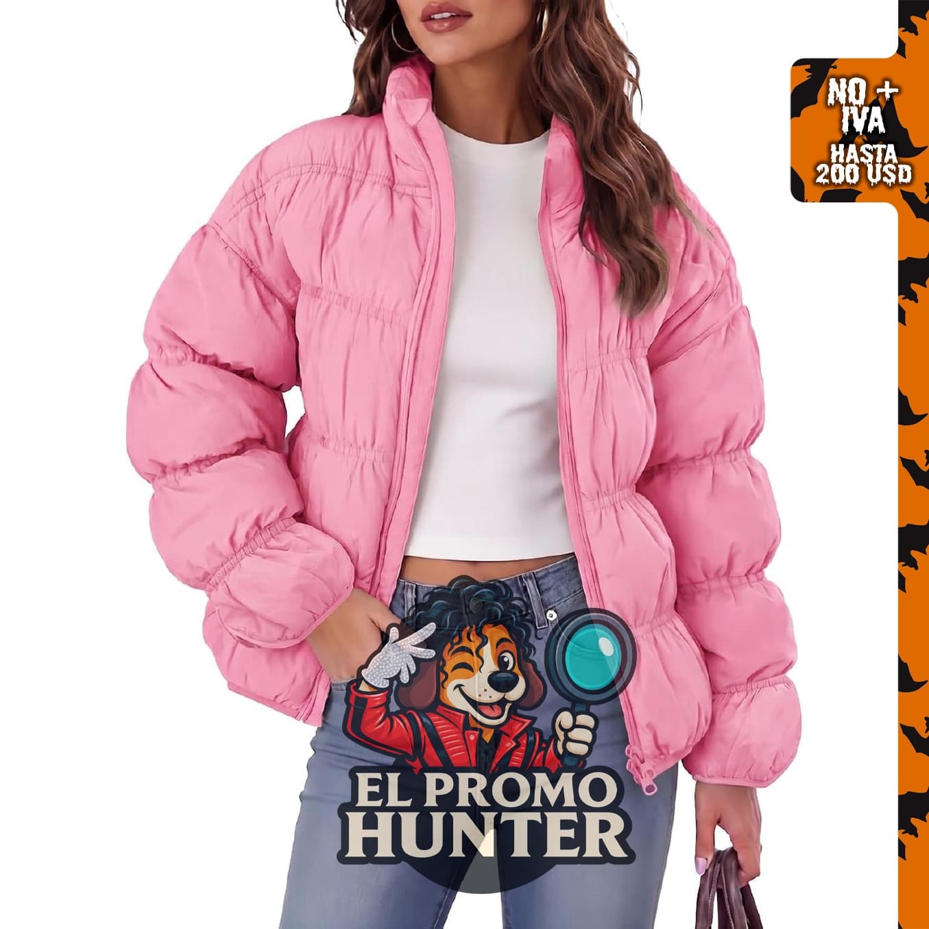 Fisoew Chaqueta acolchada de invierno para mujer, abrigo casual.