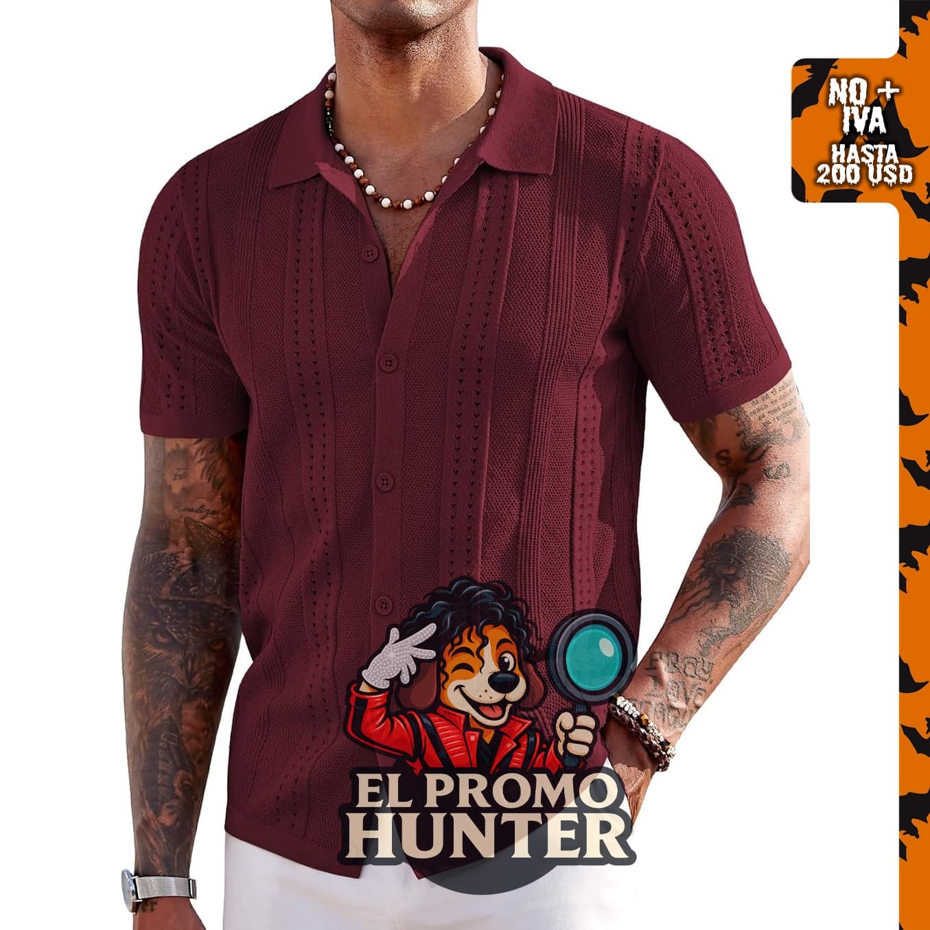 Camisa de punto COOFANDY para hombre, manga corta, con botones, diseño casual para verano.