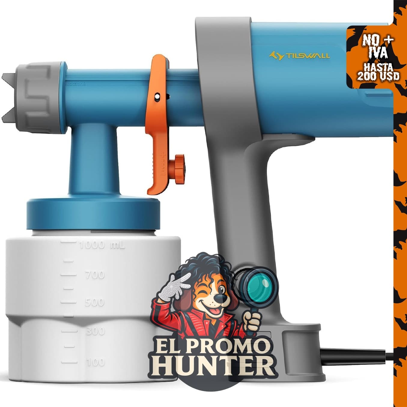 Tilswall Shark 600 Ultra-Light HVLP Pistola de pintura eléctrica.