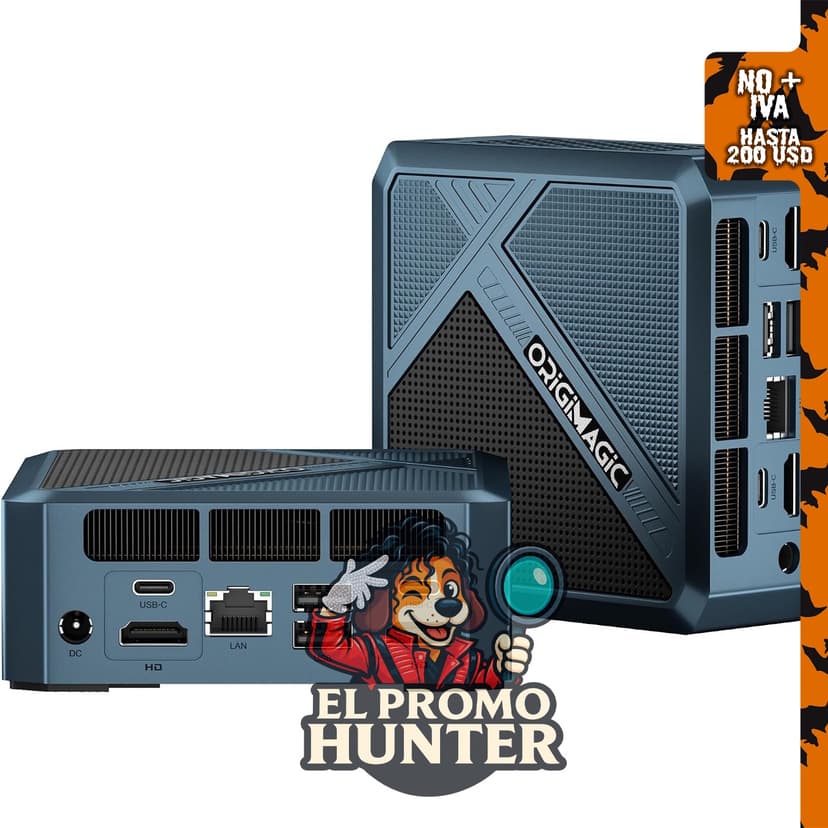 Mini PC C8 con procesador AMD Ryzen 5400U, 16 GB de RAM DDR4 y 512 GB de almacenamiento NVMe.