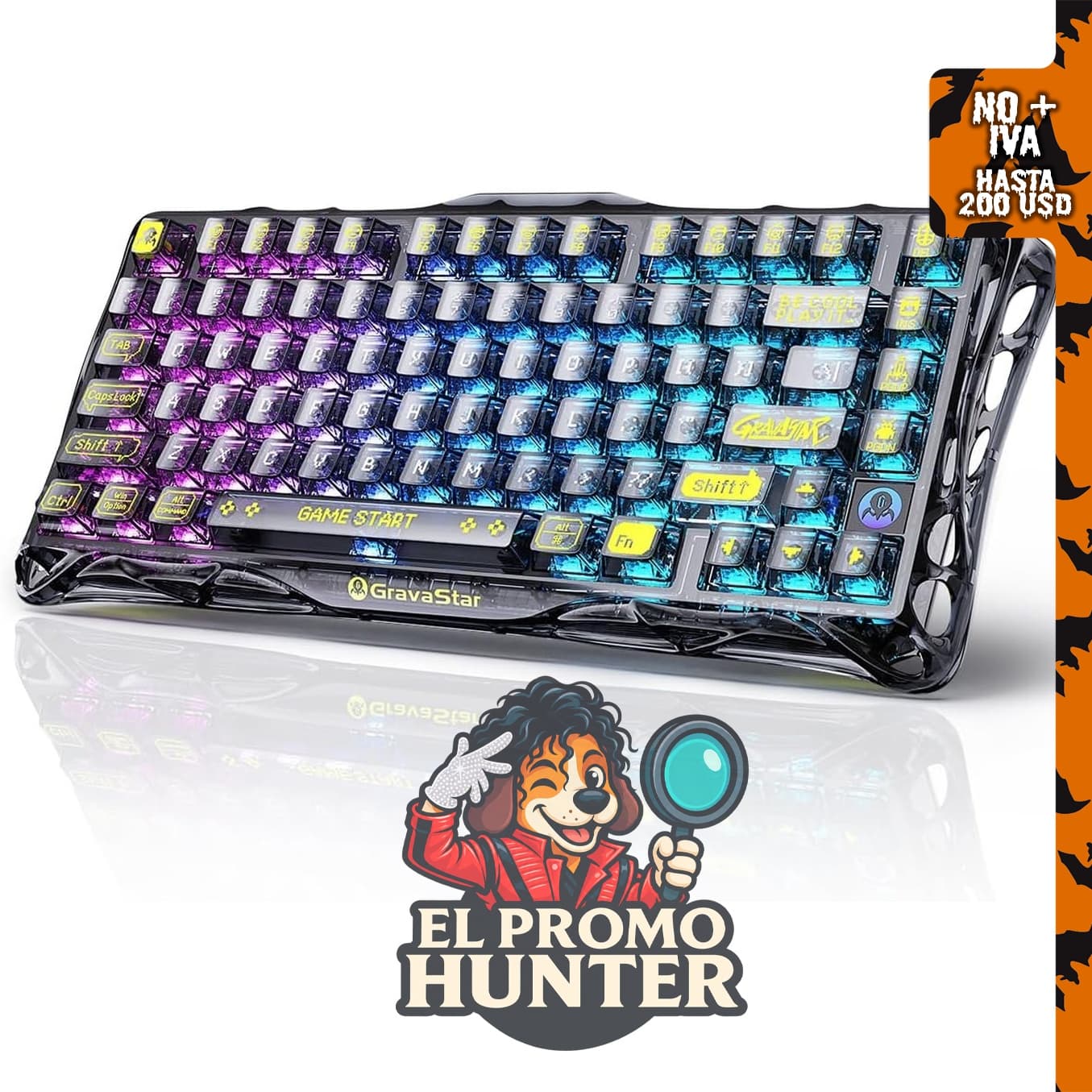 GravaStar Teclado mecánico inalámbrico RGB Mercury K1 Lite 75%