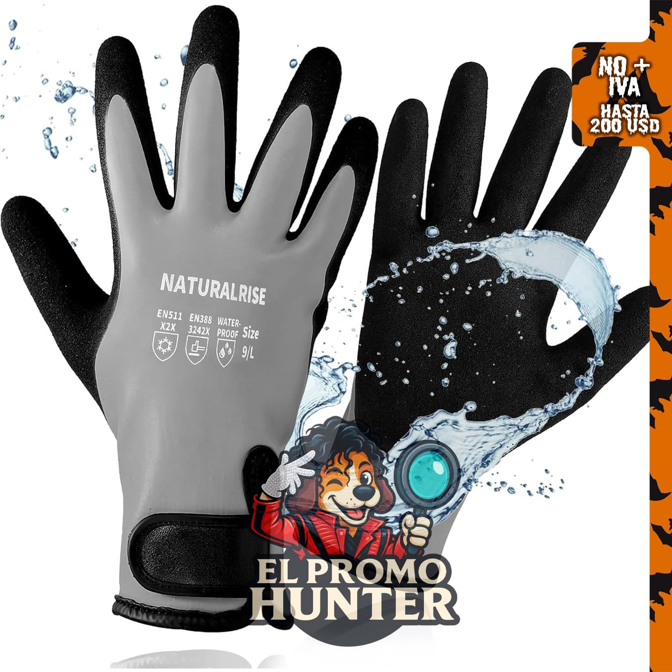 Guantes NATURALRISE 100% impermeables para trabajo en invierno, con agarre para clima frío.