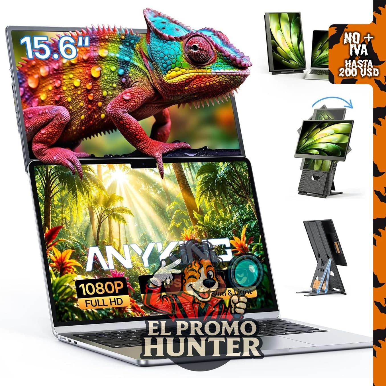 Extensor de pantalla portátil de 15.6", 5 modos de visualización.