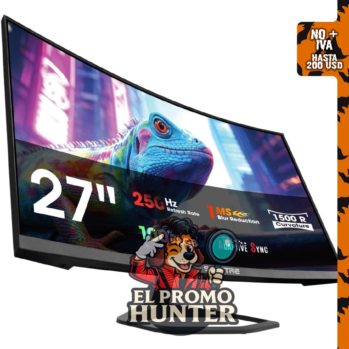 Monitor curvo Sceptre de 27" (68.58 cm) 1080p 1500R, 250Hz, DisplayPort x2, HDMI x2, 100% sRGB, 1ms, altavoces integrados.