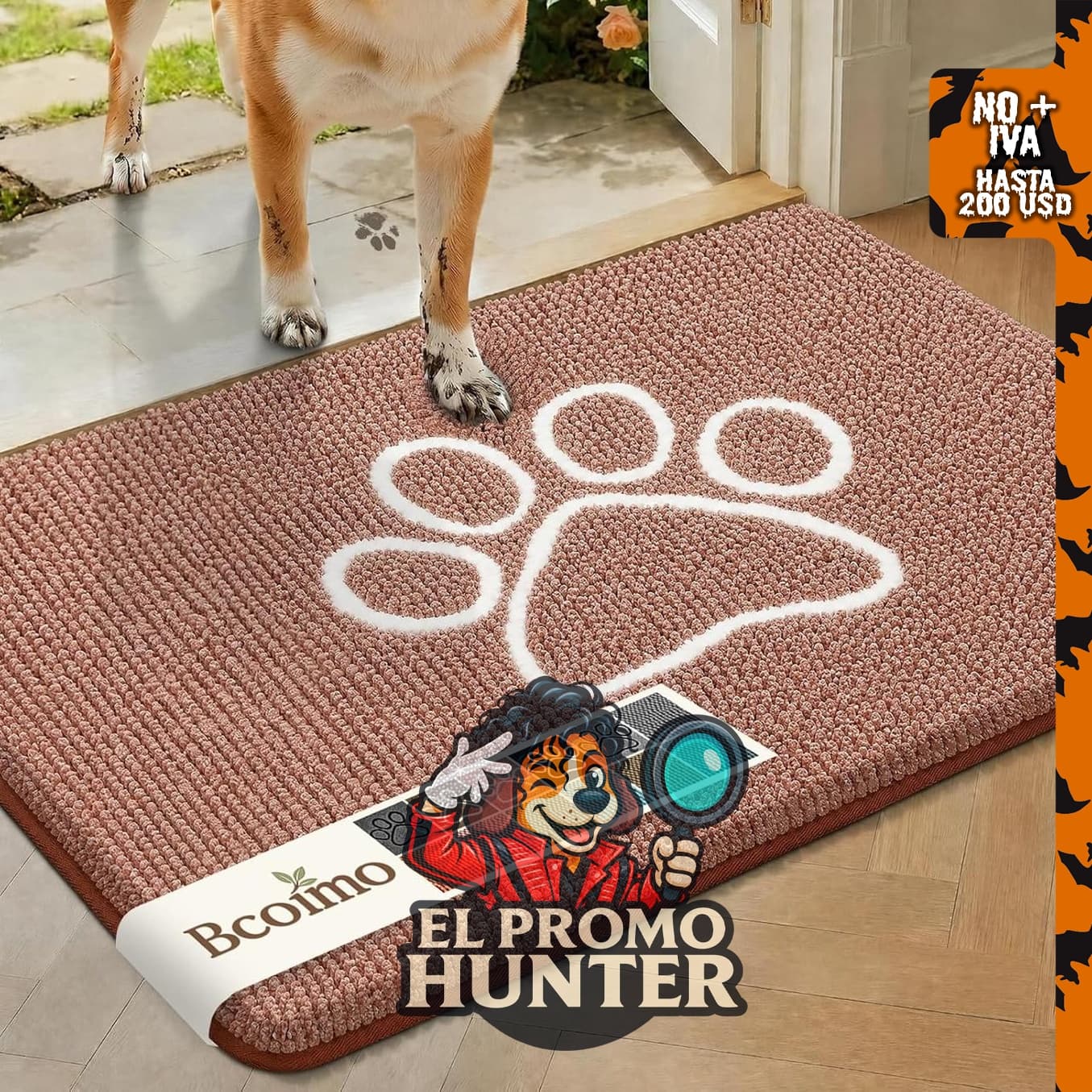 Tapete de entrada super absorbente para perros, 76 x 51 cm, antideslizante.