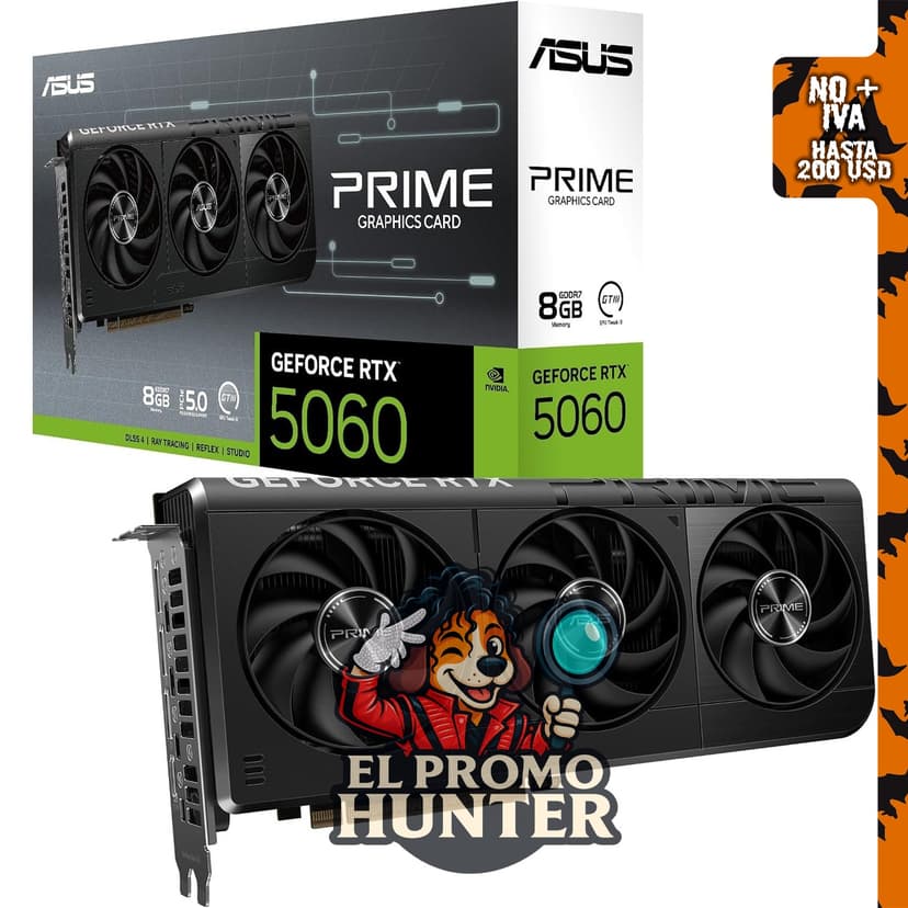 ASUS Prime GeForce RTX 5060 8GB GDDR7 tarjeta gráfica para juegos.