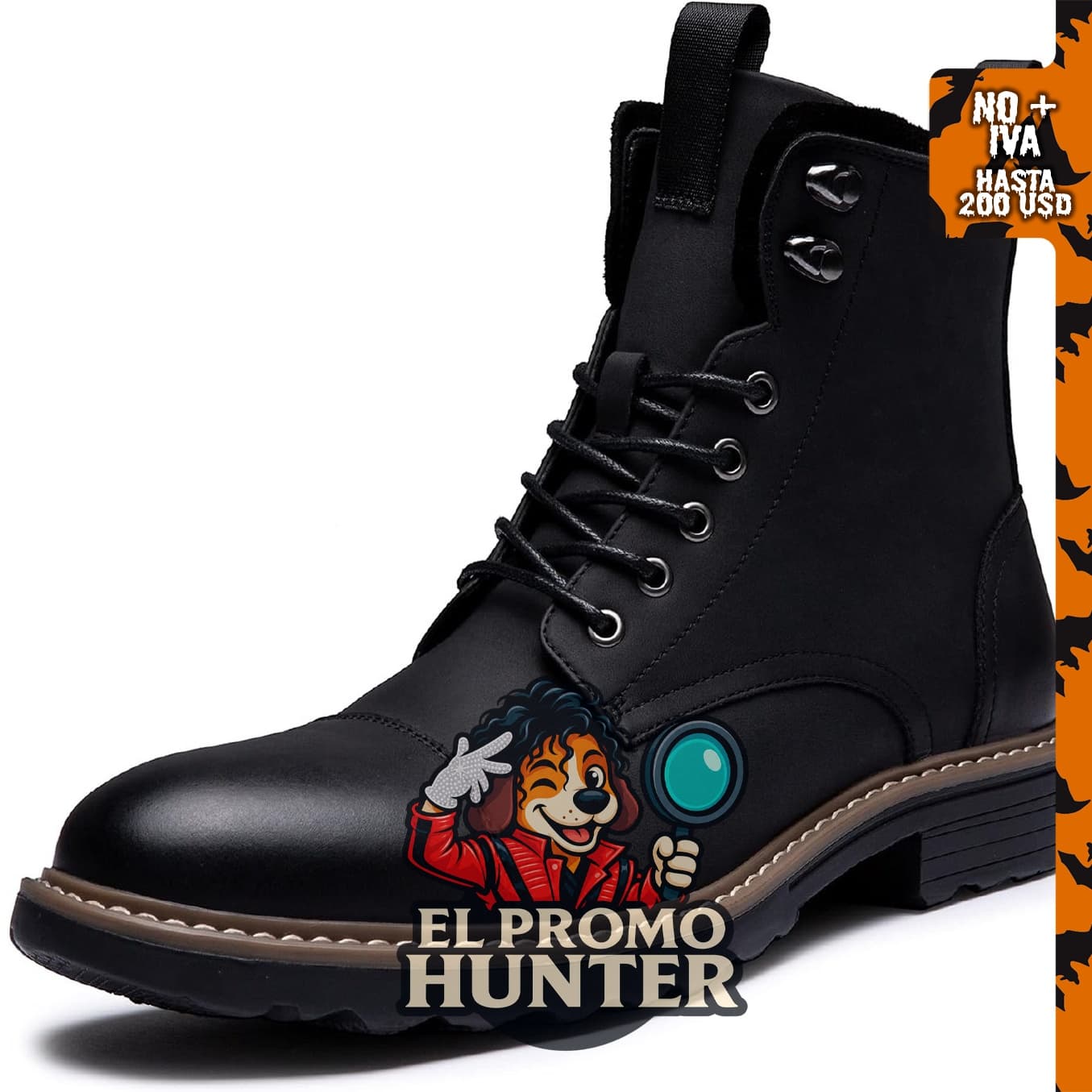 Vostey Botas de motocicleta para hombre con cremallera lateral.
