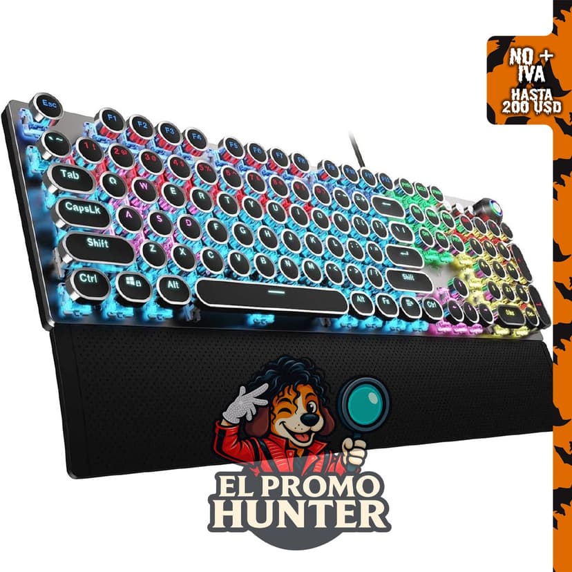 AULA F2088 Teclado mecánico para juegos con retroiluminación arcoíris y perilla de control multimedia.