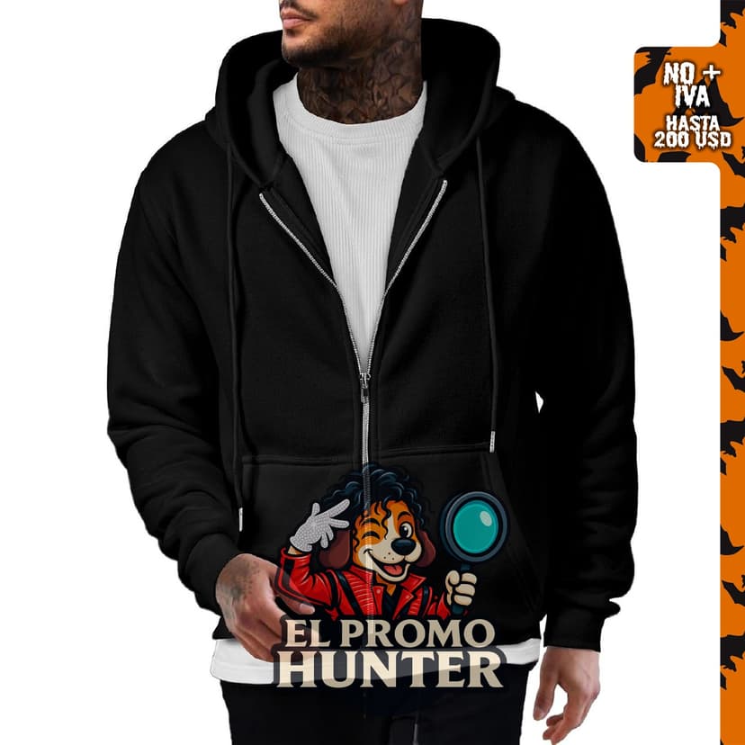 JMIERR Sudadera de gran tamaño con capucha y cremallera completa para hombre.