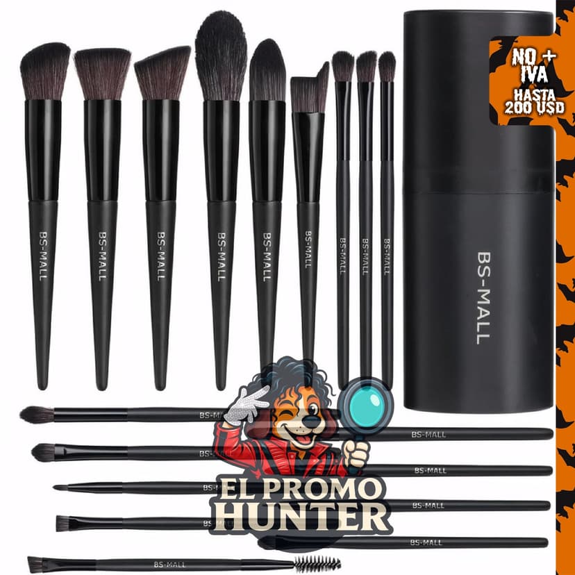BS-MALL Juego de 18 brochas de maquillaje sintéticas, incluye correctores de polvo y sombras de ojos, con estuche negro.