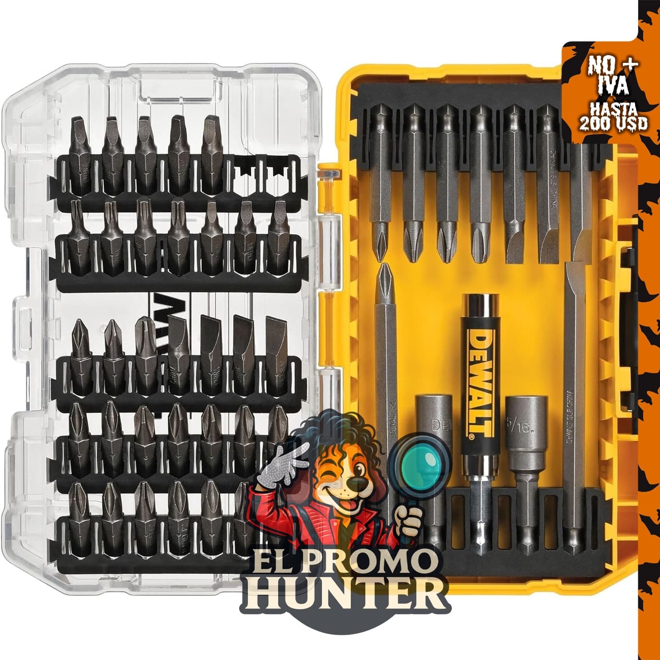 DEWALT Juego de puntas de destornillador, 45 piezas (DW2166), con estuche resistente.