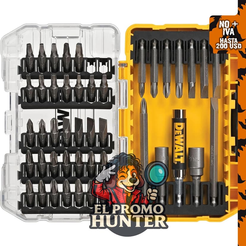 DEWALT Juego de puntas de destornillador, 45 piezas (DW2166), con estuche resistente.