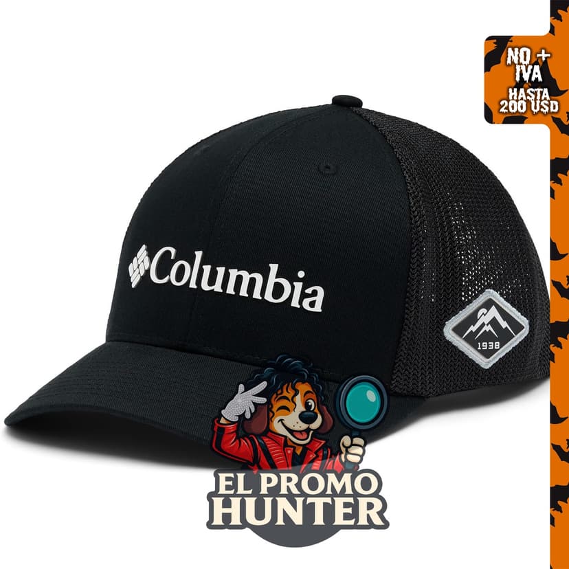 Gorra unisex de malla Columbia, color negro/blanco, talla L/XL.
