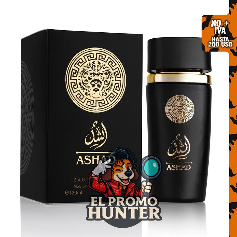 SAADAH Ashad Eau De Parfum para Hombres 120 ml, fragancia oriental con notas de especias, tabaco y vainilla.