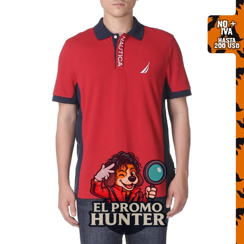 Polo de piqué de manga corta Nautica para hombre, con bloques de color.