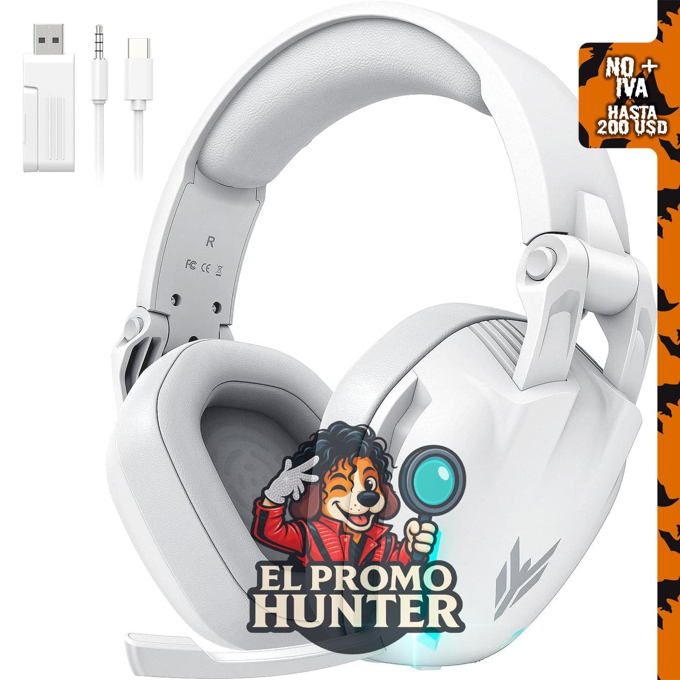 BENGOO Auriculares inalámbricos para juegos G1 60H con luces RGB.
