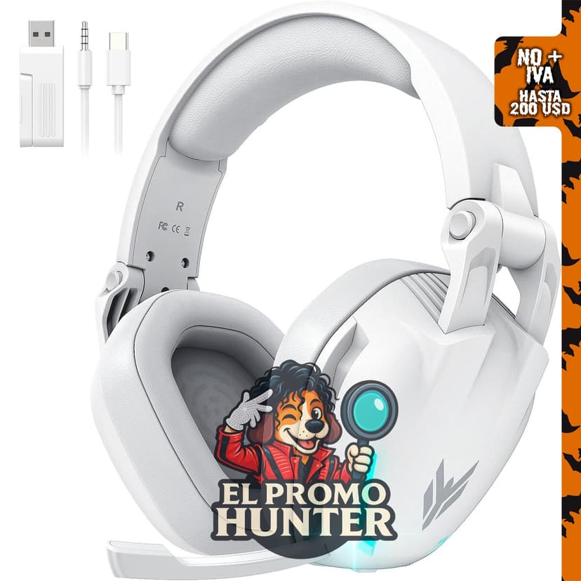 BENGOO Auriculares inalámbricos para juegos G1 60H con luces RGB.