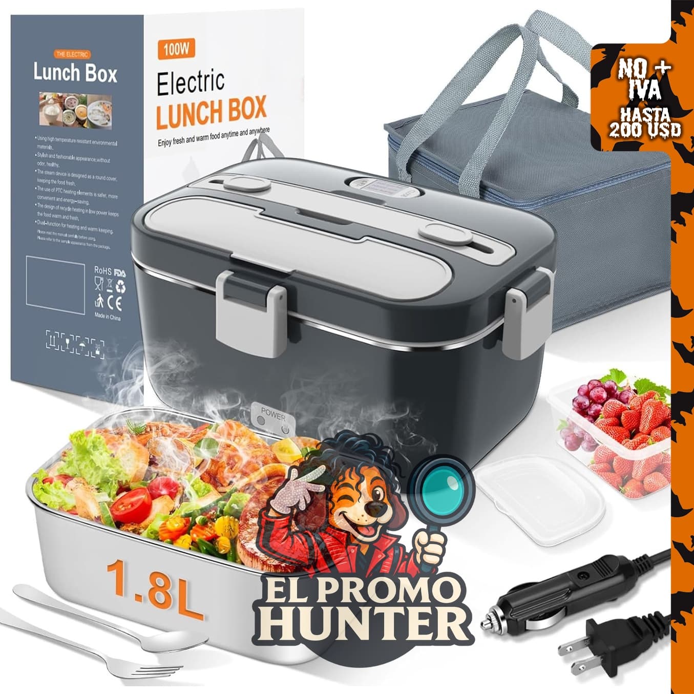 DUPASU Electric Lunch Box Food Warmer, 1.8L para adultos.