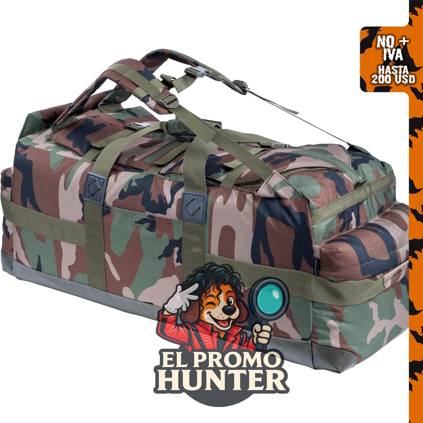 Bolso de lona militar grande de 85L para actividades tácticas y de defensa personal.