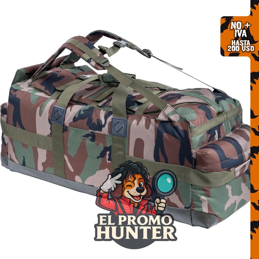 Bolso de lona militar grande de 85L para actividades tácticas y de defensa personal.