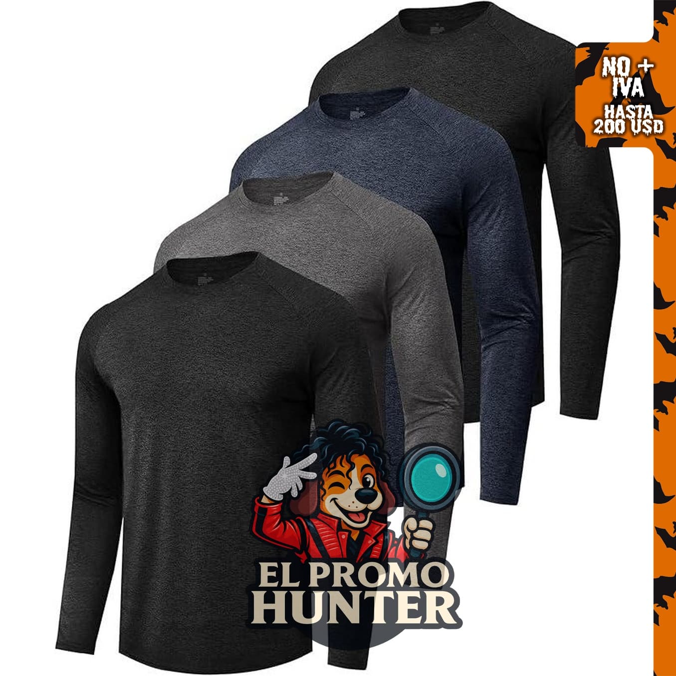 Paquete de 4 camisas de manga larga para hombre, secado rápido.