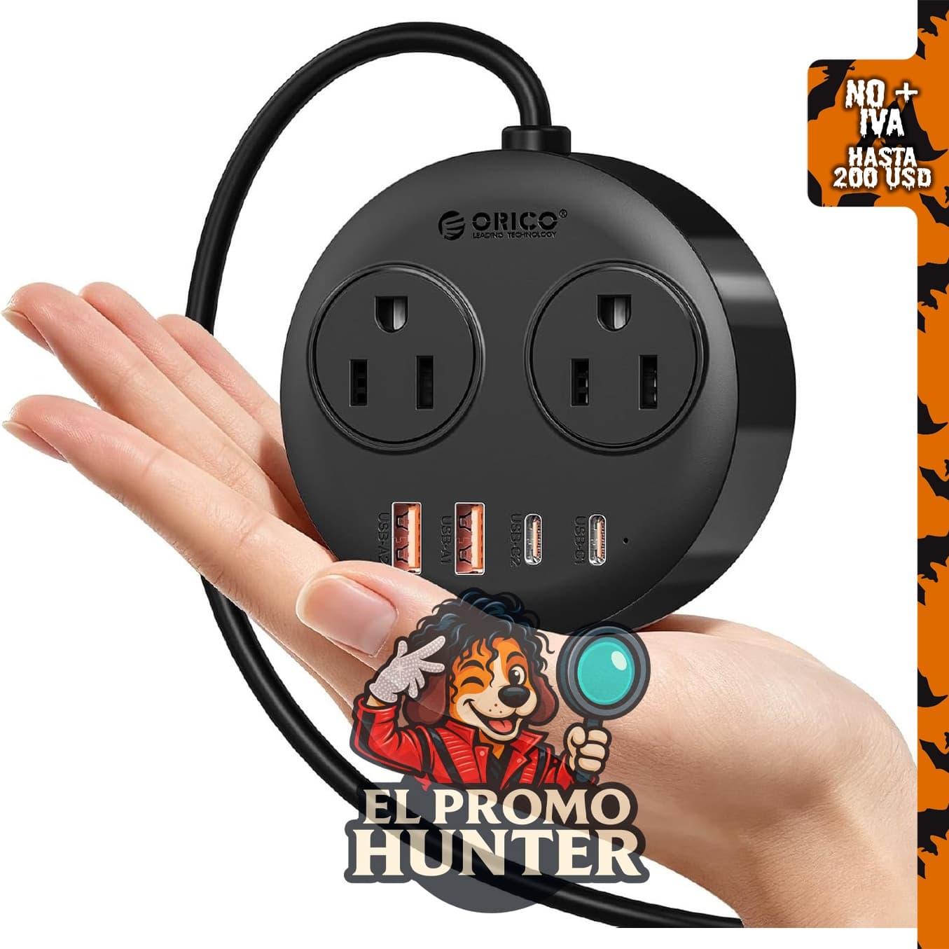ORICO Regleta magnética con puertos USB C de carga rápida PD de 20 W.