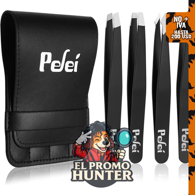 Pefei Juego de Pinzas de Acero Inoxidable para Cejas, precisión para vello facial y astillas.