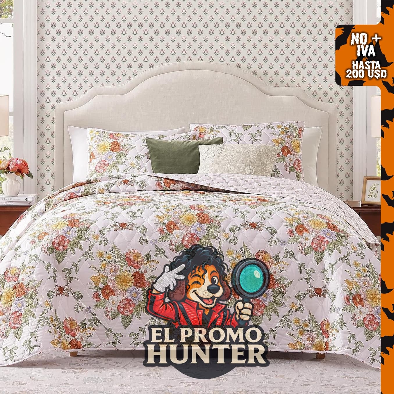 Juego de edredón floral tamaño Queen, incluye 2 piezas.