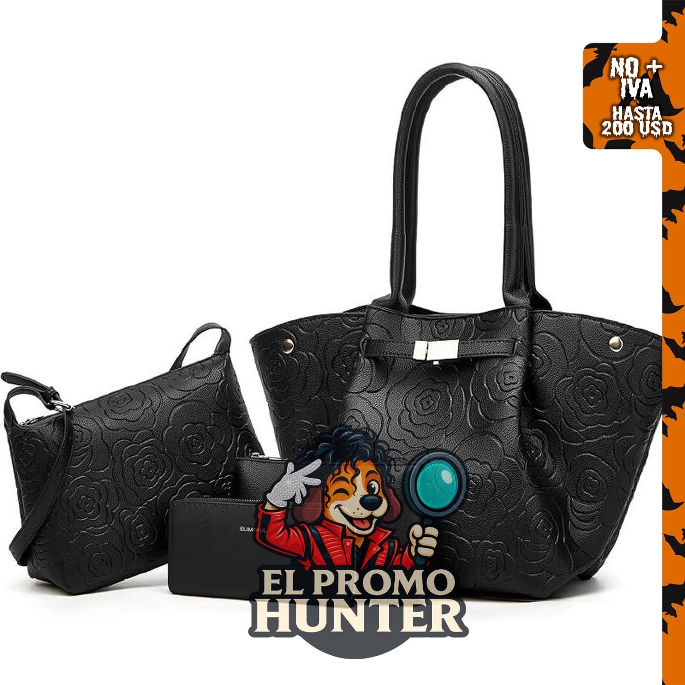 Juego de cartera de 4 piezas que incluye bolso tote, bolso de hombro, bolso con asa superior y billetera.