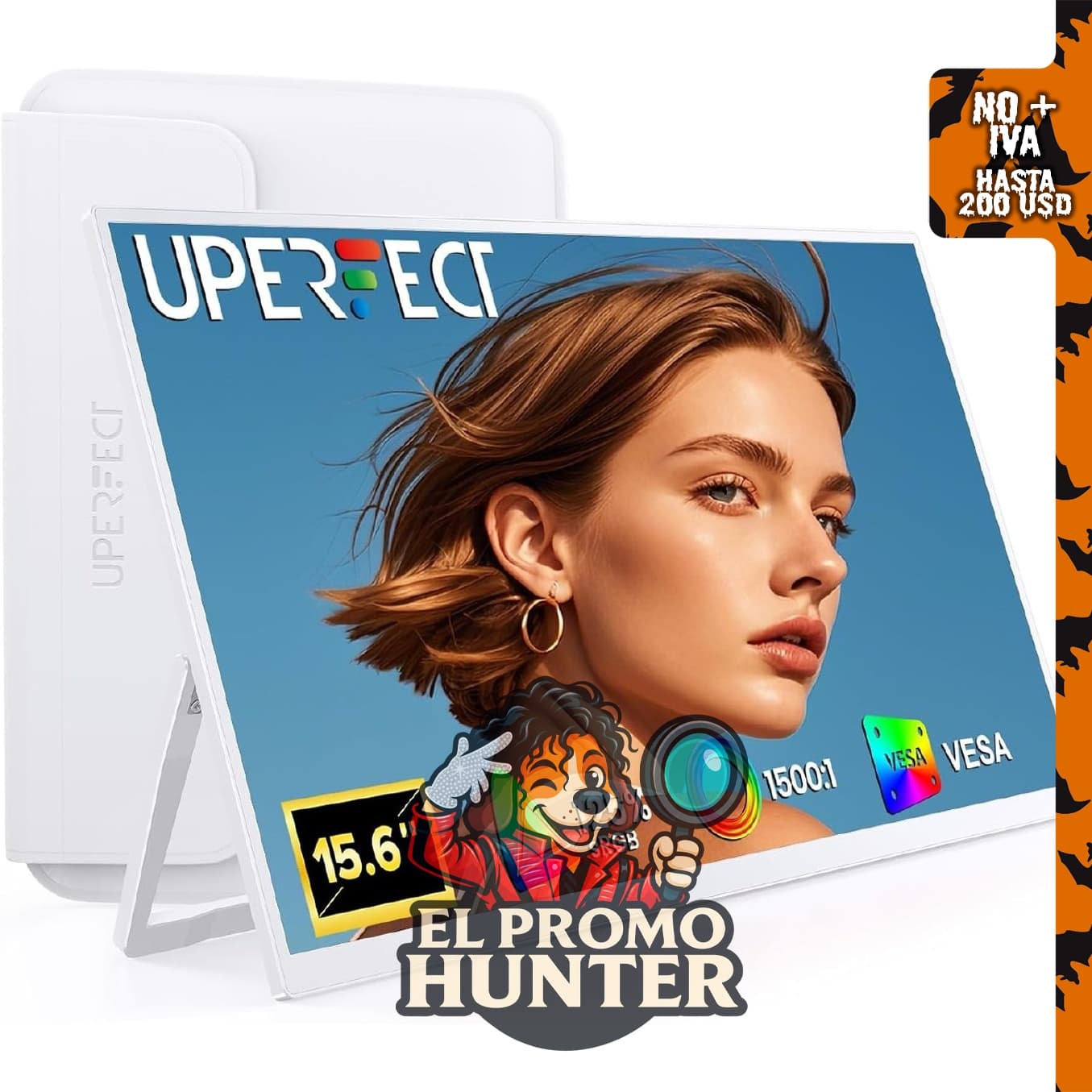 UPERFECT Monitor portátil 15.6", 125% sRGB, resolución 1080P.