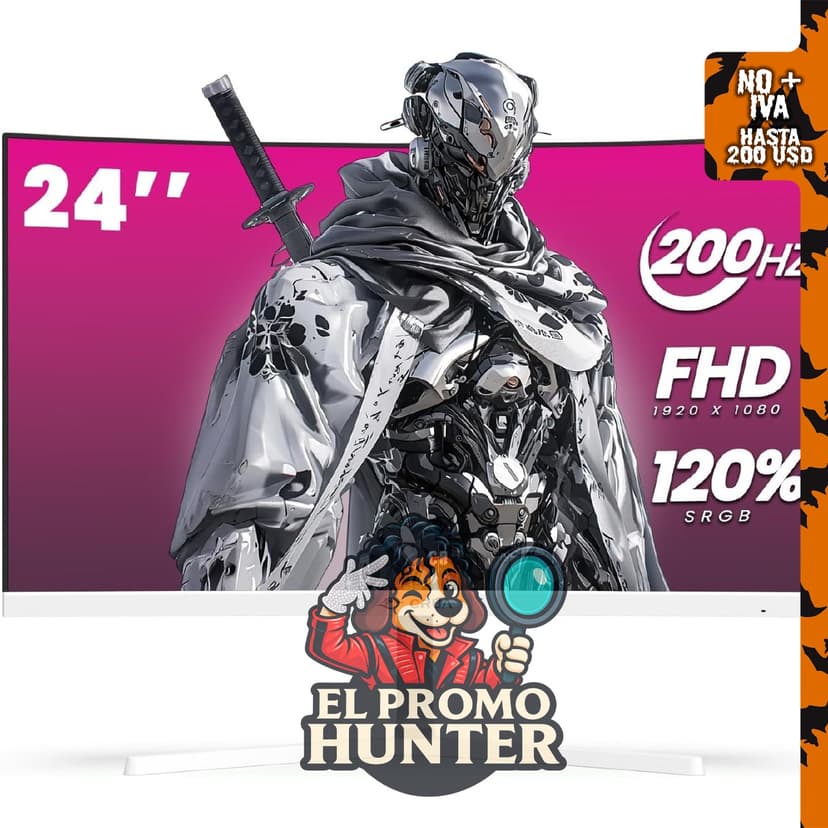 Monitor curvo CRUA FHD 1080P de 24" (60.96 cm), 200Hz, 2800R, AMD FreeSync.