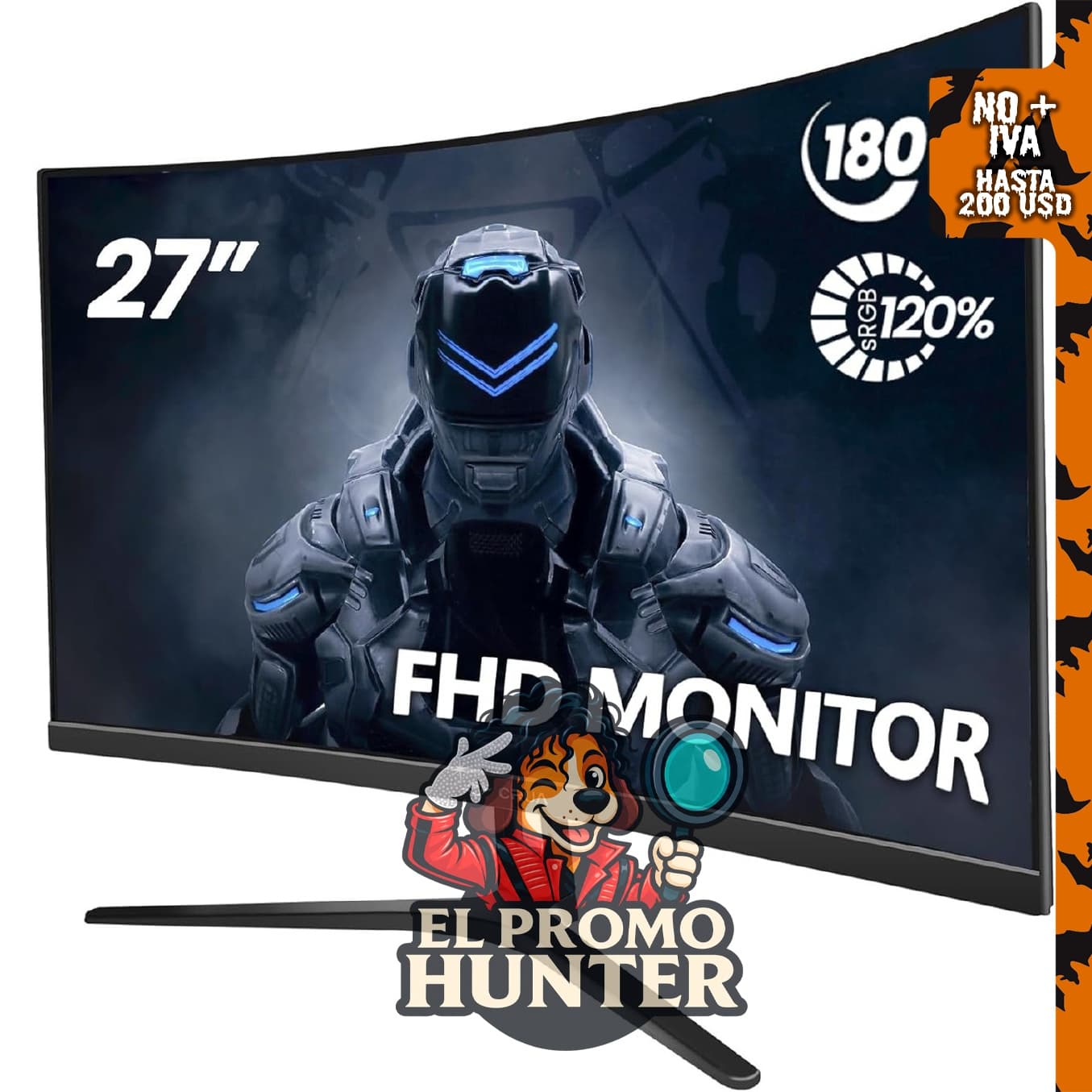 Monitor Curvo CRUA de 27" FHD 1080P, 180Hz, 1800R, AMD FreeSync.