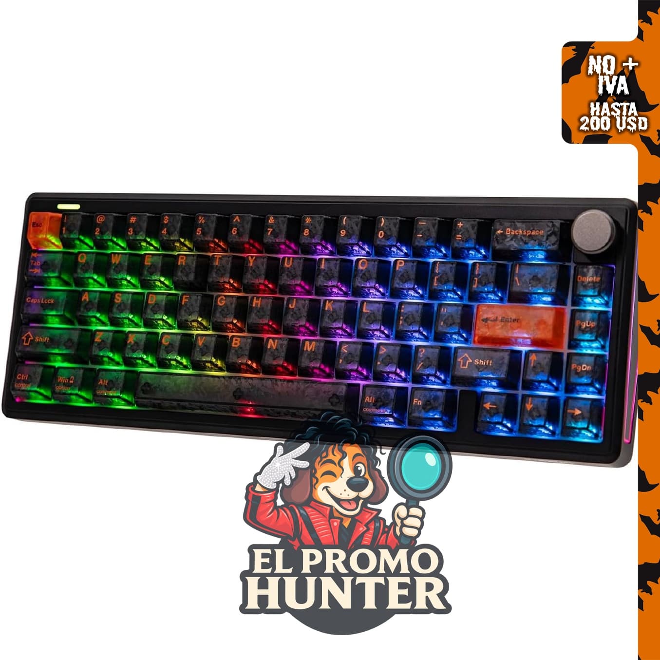 Teclado mecánico inalámbrico EPOMAKER TH65 con perilla y batería de 8000mAh.