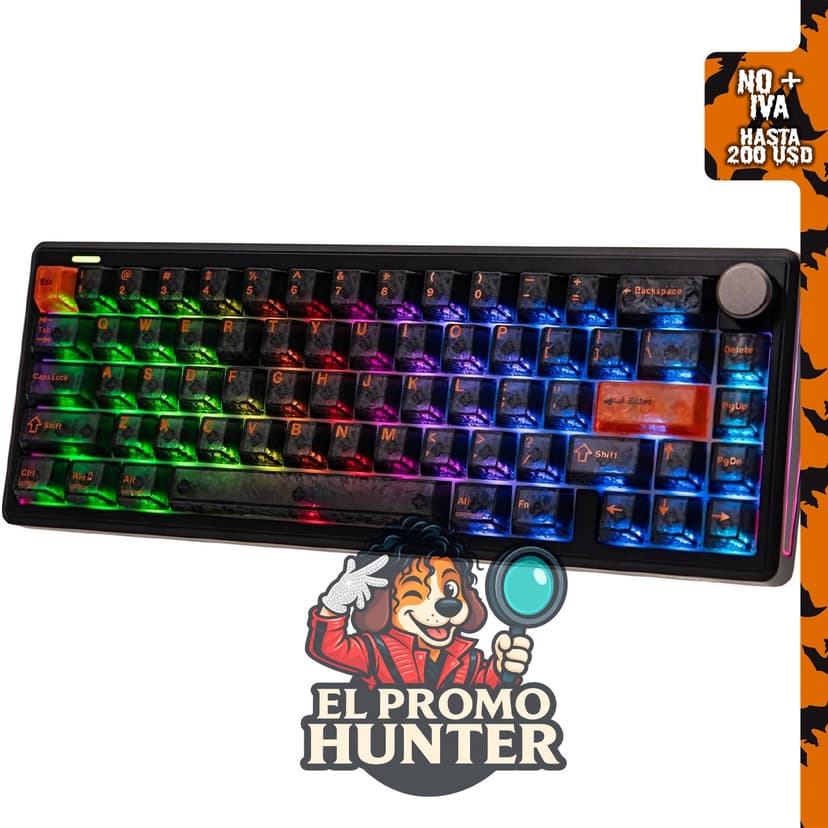 Teclado mecánico inalámbrico EPOMAKER TH65 con perilla y batería de 8000mAh.