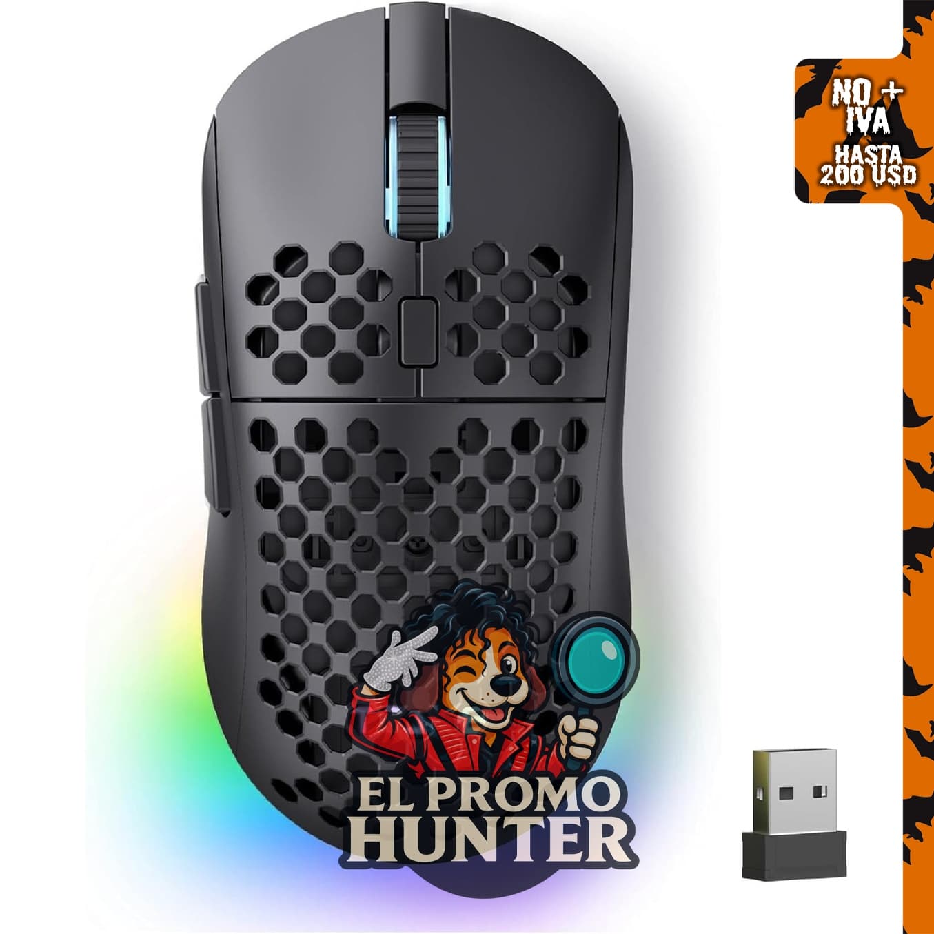 TMKB Falcon M1 Mouse Gaming Inalámbrico, 24000 DPI, batería de 180 horas, color negro.