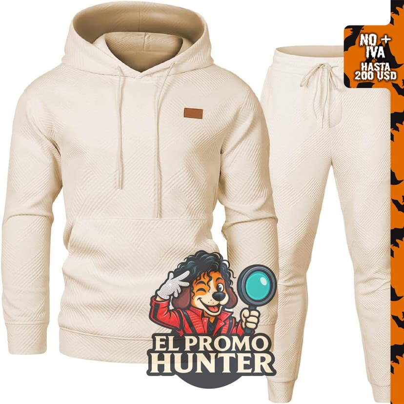 JMIERR conjunto de chándal de 2 piezas con tejido jacquard para hombre, incluye sudadera con capucha y pantalones jogger.
