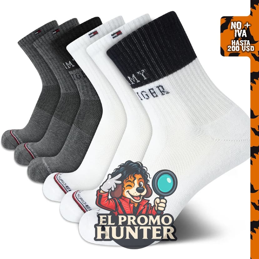 Tommy Hilfiger calcetines deportivos de tres cuartos para hombre, paquete de 6.