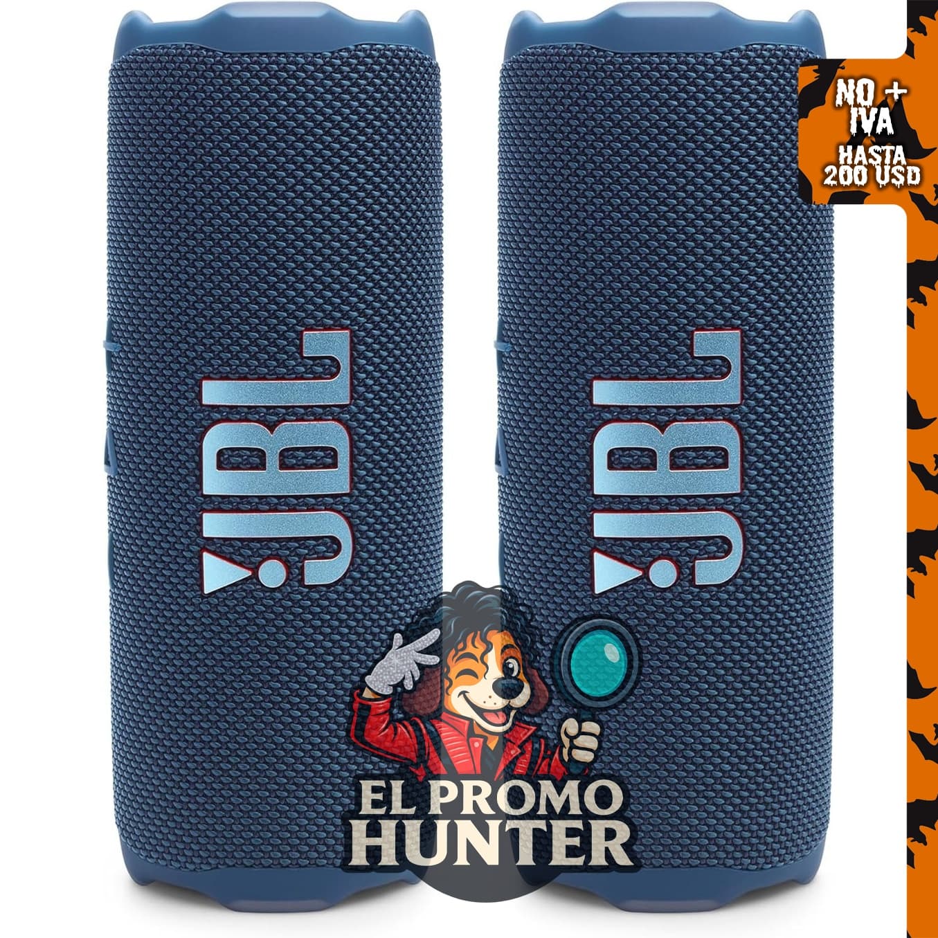 Paquete de altavoces portátiles impermeables JBL Flip 7 (azul).