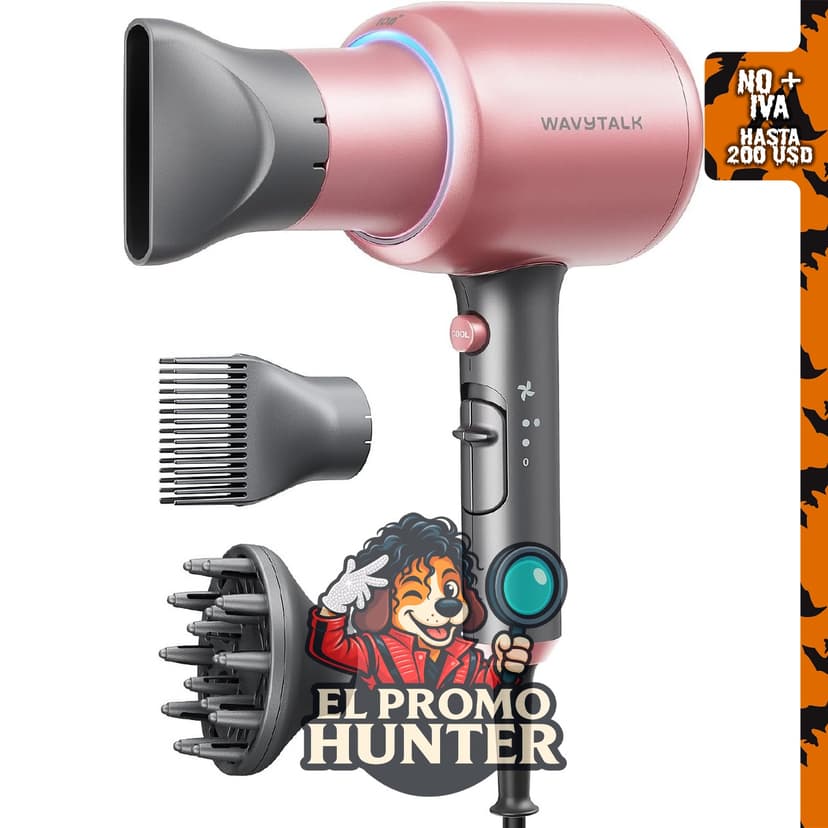 Secador de pelo Wavytalk Blown Away, 1875 W, tecnología de cerámica, incluye 3 accesorios.
